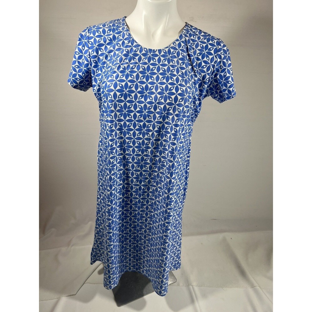 Spunkwear Women's Lightweight Swim Cover-Up Medium Blue & White - Excellent Cond